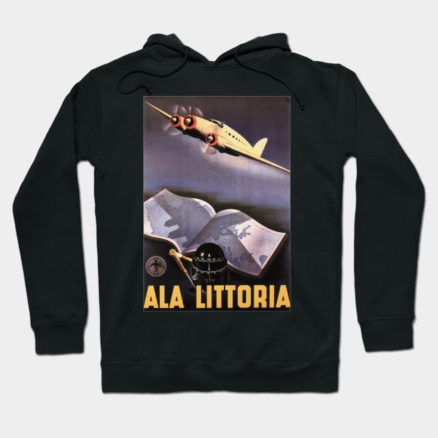 ALA LITTORIA ITALY National Airline Advertisement Vintage Travel Hoodie by vintageposters